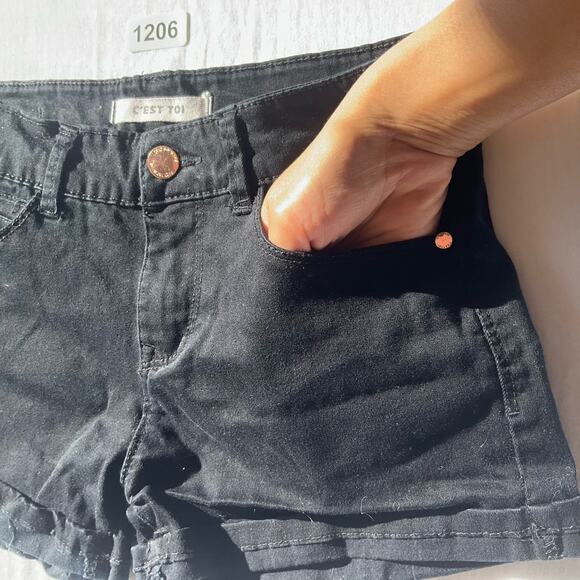 C’est Toi Women’s Casual Khaki Short Shorts size S, Solid Black - Picture 7 of 9